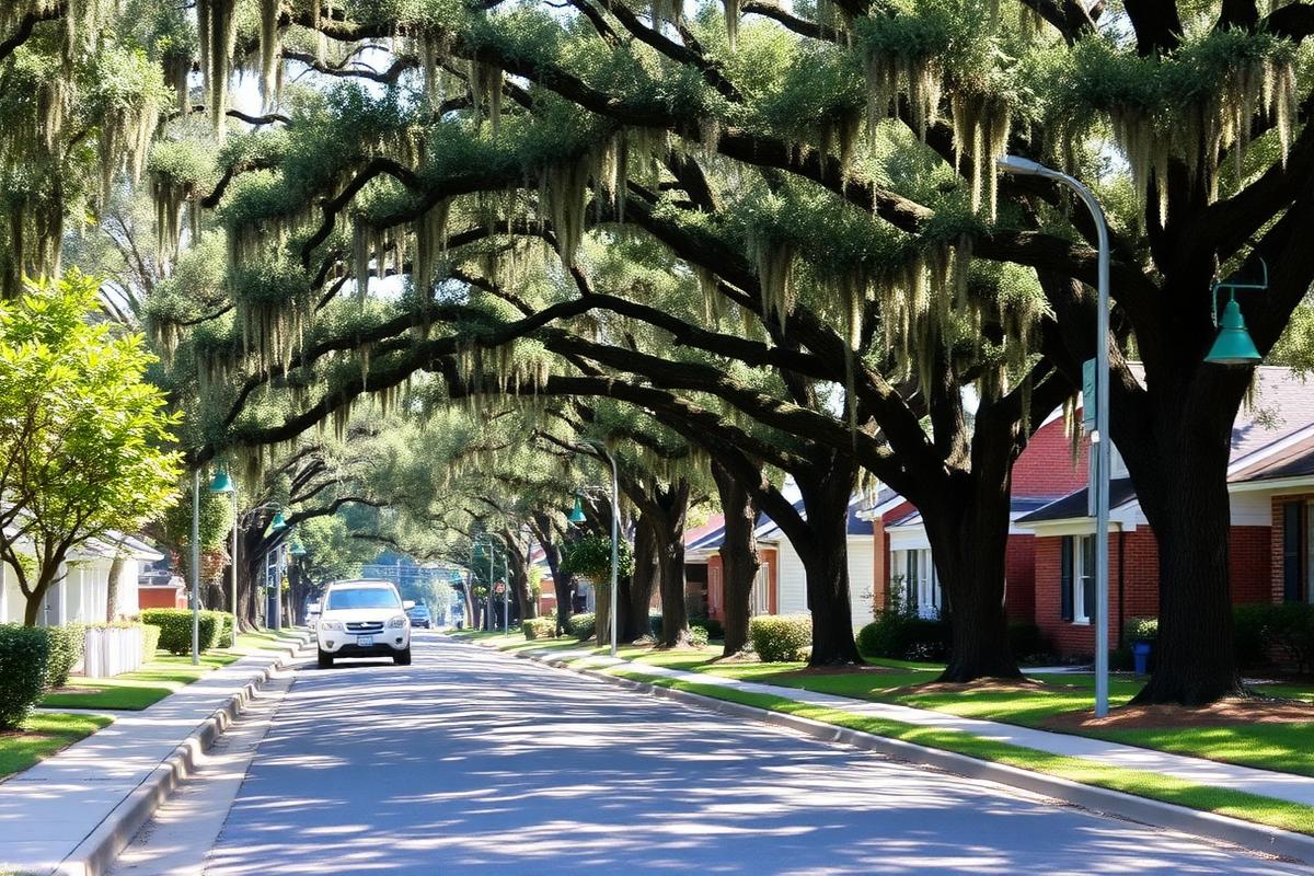 Quiet residential street in Covington, Georgia